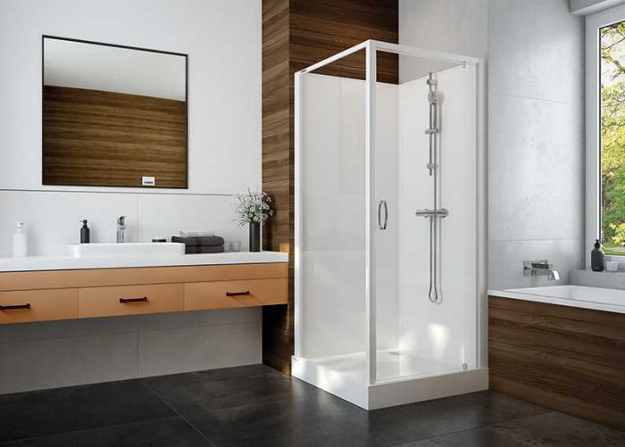 Four-wall complete shower enclosure set- rectangular version with wing doors and W0 glass sheet