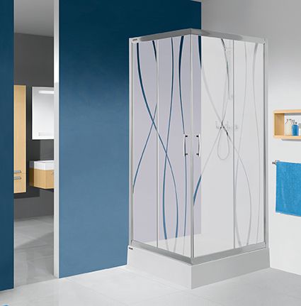 Wersja kabiny prysznicowej w kolorze srebrnym błyszczącym z sitodrukiem W15