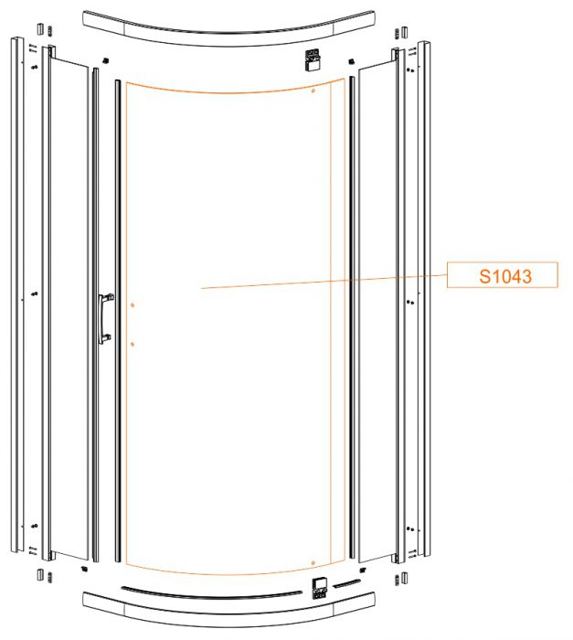 Spare part - Door bent glass - safety glass sheet