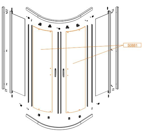 Spare part - Door bent glass - safety glass sheet