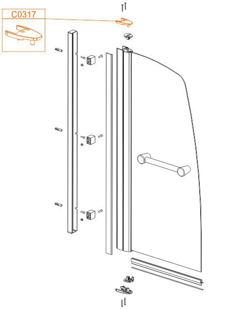 Spare part - Lower (R), upper (L) fixed hinge