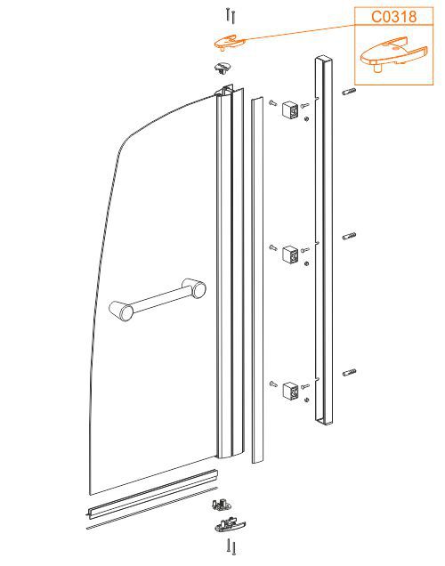 Spare part - Lower (L), upper (R) fixed hinge
