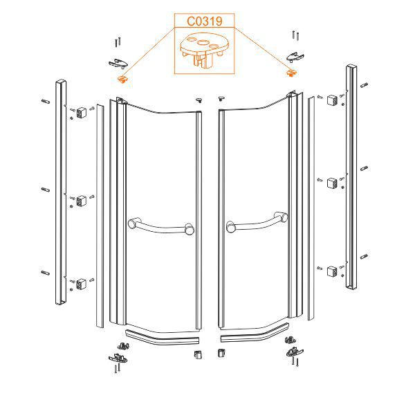 Spare part - hinge connector upper (L), upper (R)