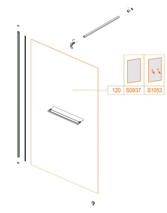 Spare part - Fixed wall - safety glass sheet