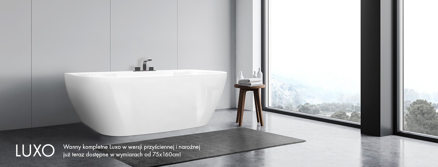 Wanna kompletna serii Luxo to gwarancja pełnego komfortu kąpieli - teraz już w wymiarze 75x160cm!