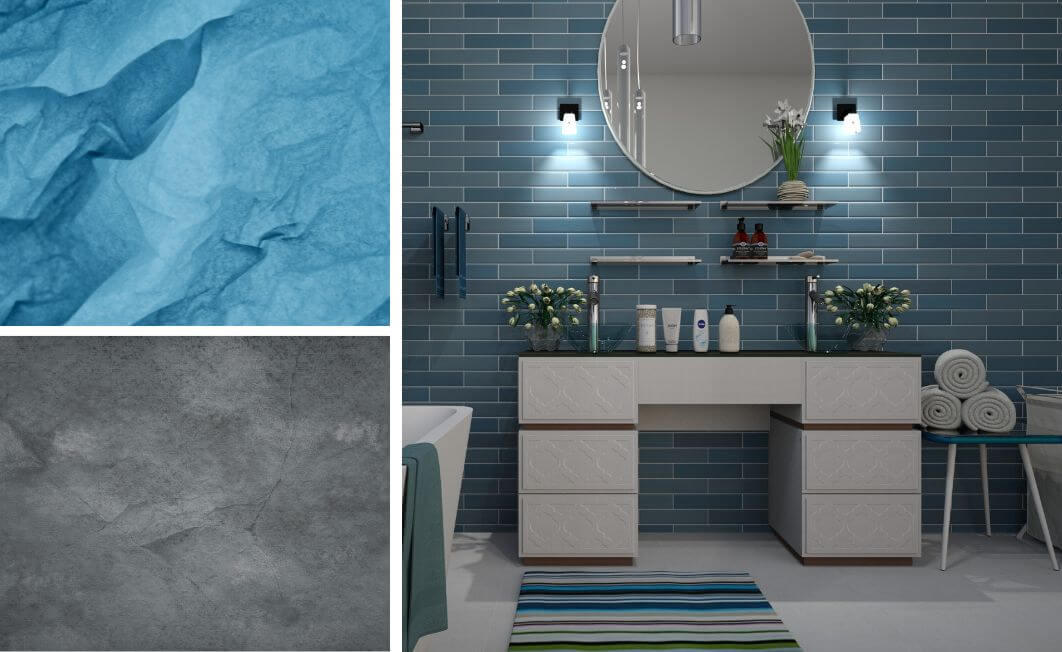 Blue-grey bathroom - inspiration and arrangements