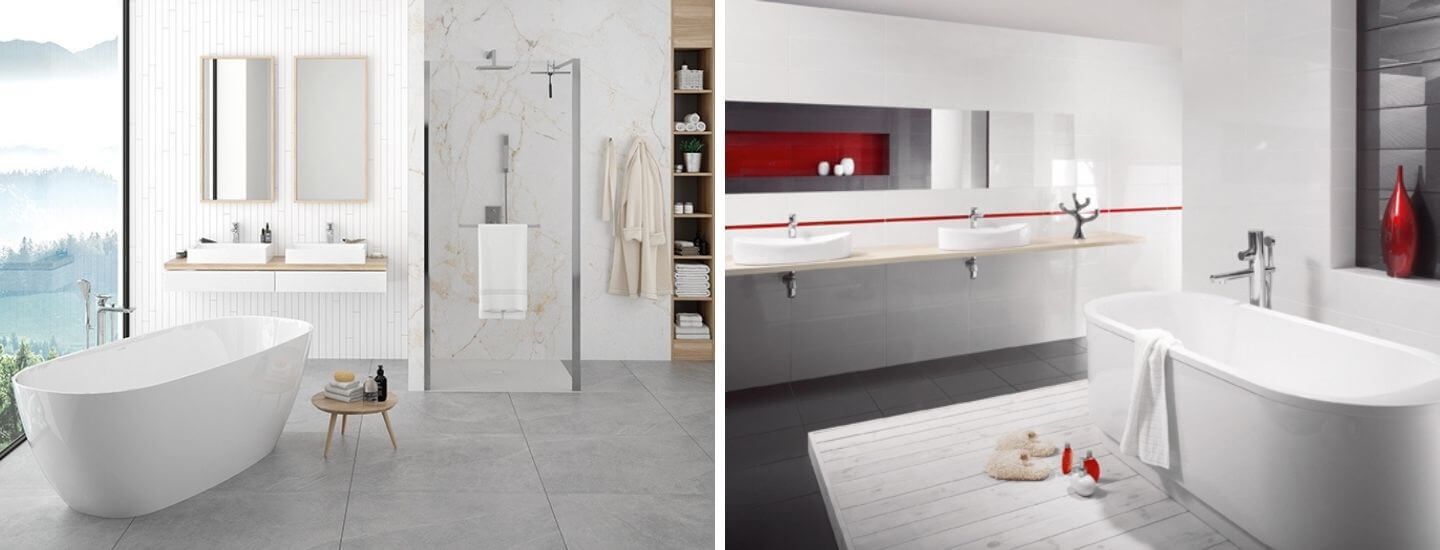 Biel powiększa przestrzeń i doskonale podkreśla elementy wyposażenia łazienki