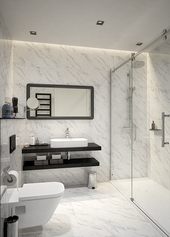 Bathroom in two colours with Altus shower enclosure