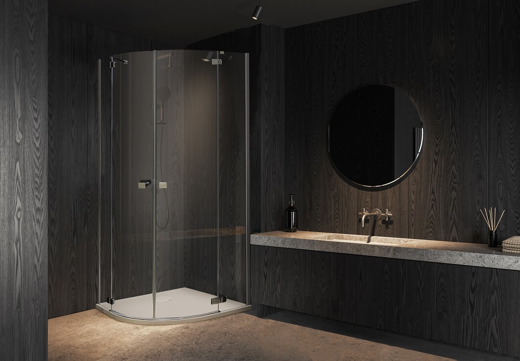 Elegancja czerni w łazience podkreślona kabiną prysznicową Duo