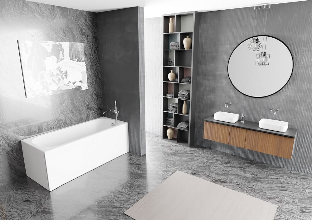 Wanna prostokątna Free Line w minimalistycznej łazience