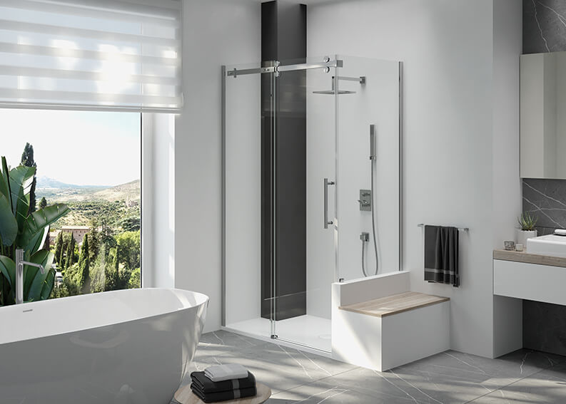 Spa-style bathroom accessories and furniture with Sanplast products