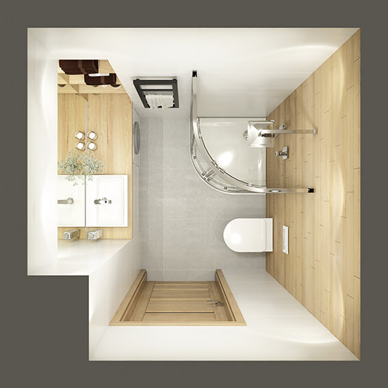 Piękna łazienki w wersji 3m2 z kabiną prysznicową serii TX5