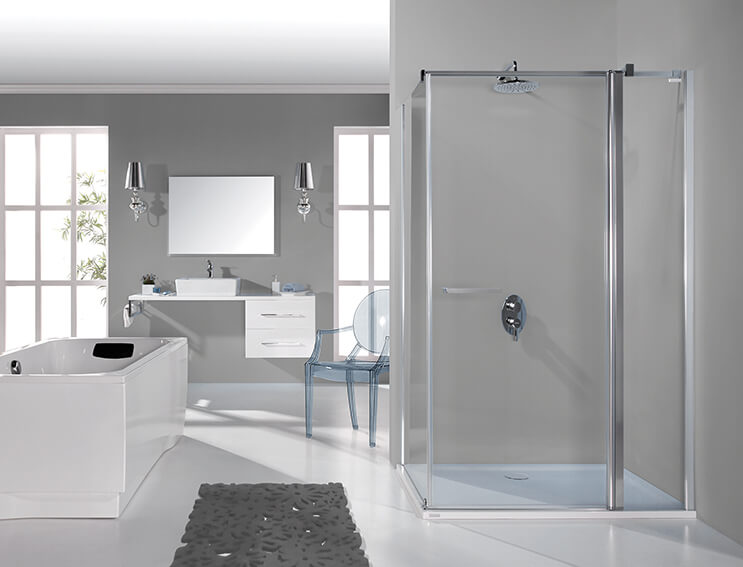 Wydzielenie stref w dużej łazience z produktami Sanplast jest proste