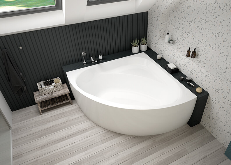 Attic bathroom with Luxo corner bathtub