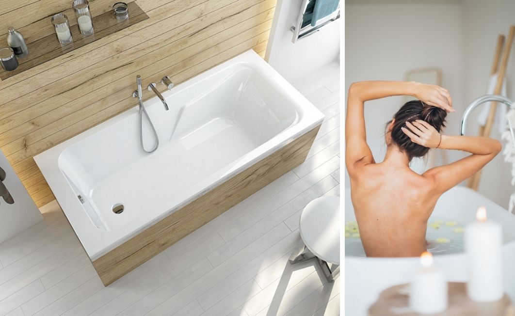A comfortable bathing in a rectangular Sanplast bathtub
